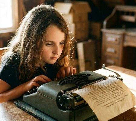 Mädchen an Schreibmaschine